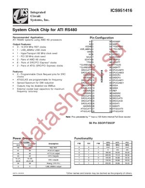 ICS951416AFLF datasheet  